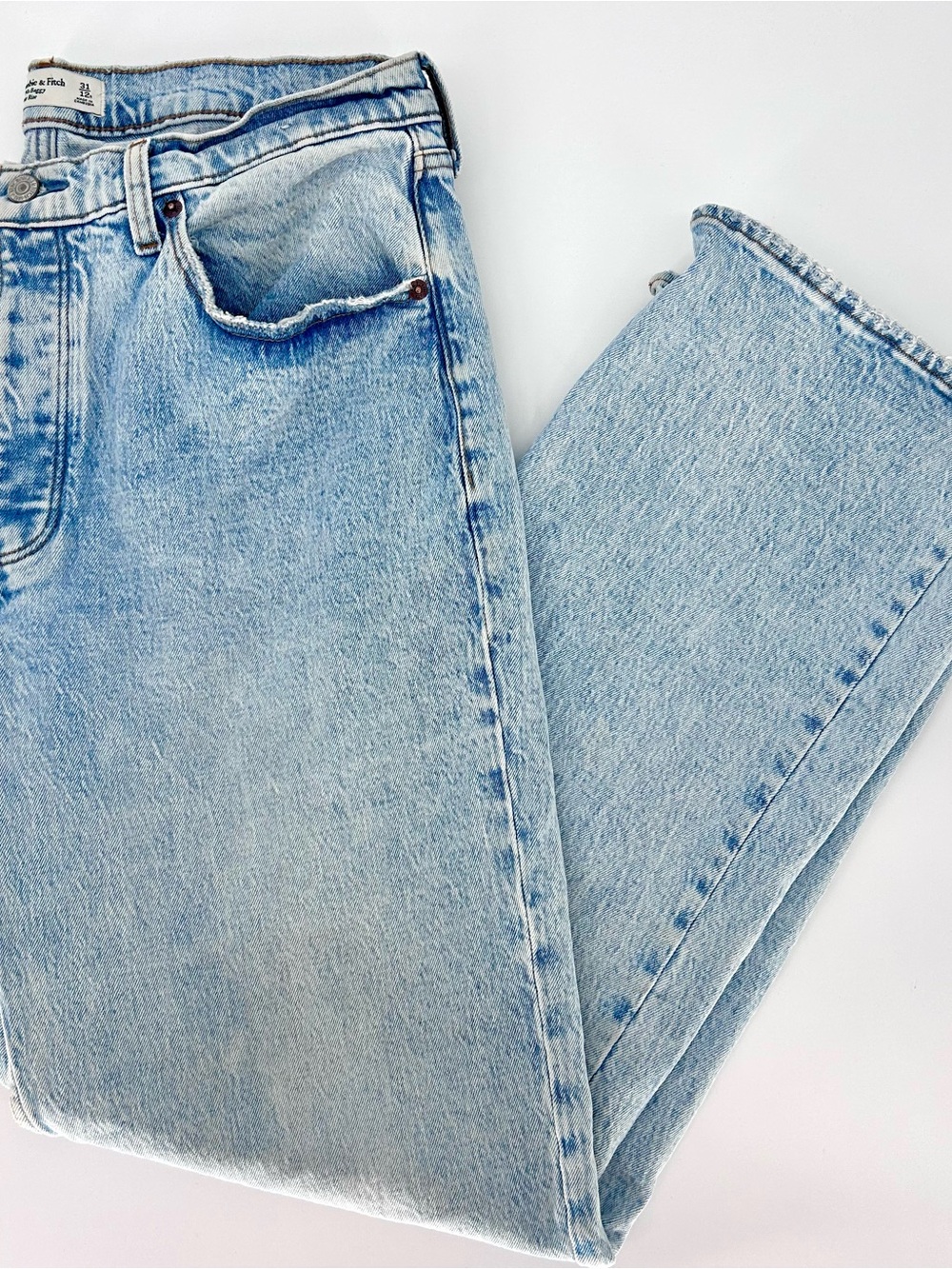 Abercrombie 90s Baggy Low Rise Jeans Light Wash Wide Leg Y2K Denim 31 12